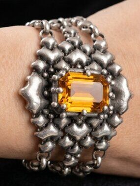 Liquid Metal Sergio Gutierrez SG Antique Silver Bracelet with Swarovski Crystals